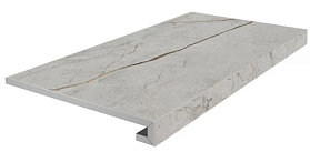 Ступень фронтальная клееная Kerama Marazzi Марокканская коллекция Ифран KM6060G0061RGCF серый светлый матовый обрезной 33x60x0,9