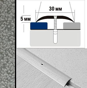 Порог полукруглый А30 30х5,0 мм Мрамор серый
