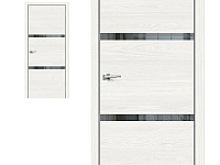 Межкомнатная дверь Браво Эко Шпон Браво-2.55 White Skyline, стекло Mirox Grey