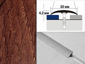 Порог декорированный одноуровневый В1 30х4,2х1800 Дуб мореный
