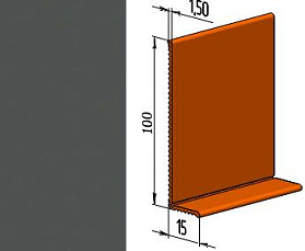 Гибкий напольный плинтус ПВХ JL100-1PC, транспортный серый (RAL 7043), 1 м.п.