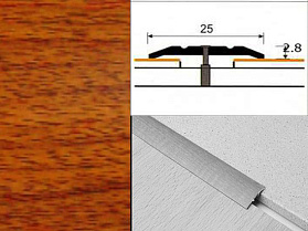 Порог алюминиевый декорированный А1 25х2,8 Дуб деревенский
