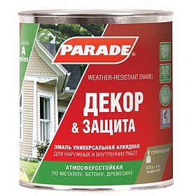 Эмаль Parade Classic А3 Декор & Защита универсальная алкидная глянцевая,  База А