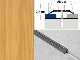Порог декорированный плоский А1 25х2,8 мм Сосна темная