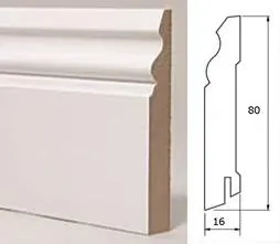 Плинтус МДФ TeckWood 80х16х2150 мм. Белый Классик, 1 м.п.